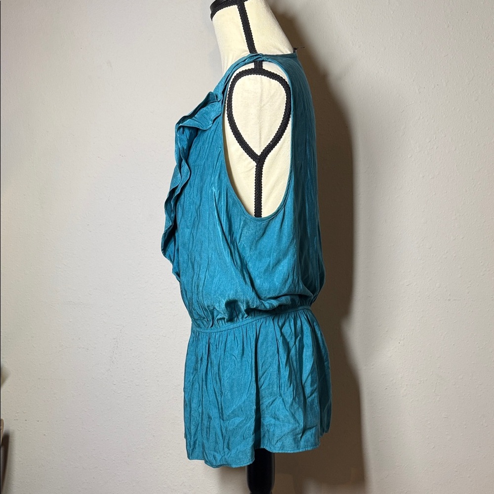Express Turquoise Ruffle Blouse - Picture 3 of 3